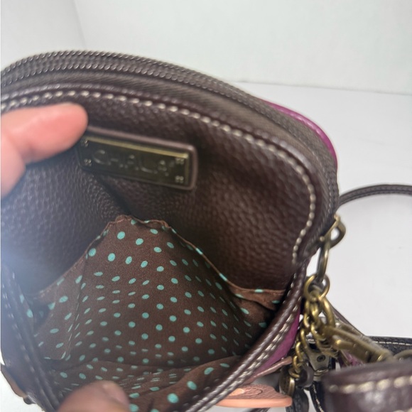 Chala Purple and Brown Crossbody Bag with Pig Design - Picture 5 of 9